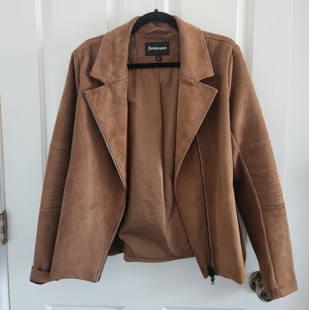 Betabrand Women’s Vegan-Suede Moto Jacket Large